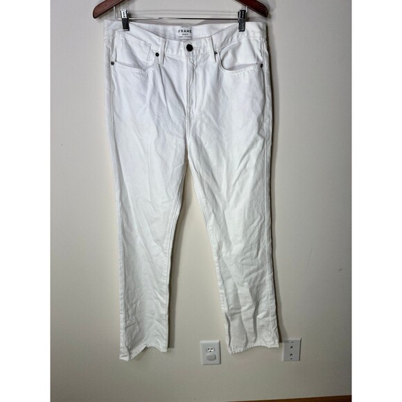 Frame Le Oversized Cuffed Jeans Womens Size 29 White High Waist LOCJ171 - Picture 3 of 6